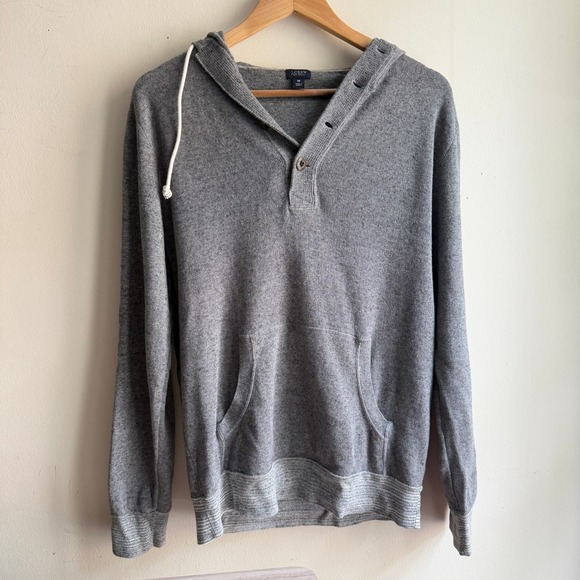 J.Crew Other - J.Crew Cotton Henley Hoodie Sweater Gray Medium